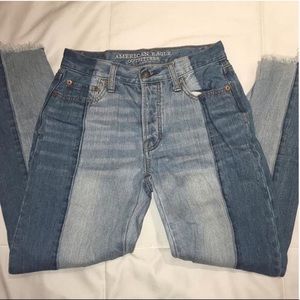 AMERICAN EAGLE 2TONED HIGH WAISTED CROPPED JEANS